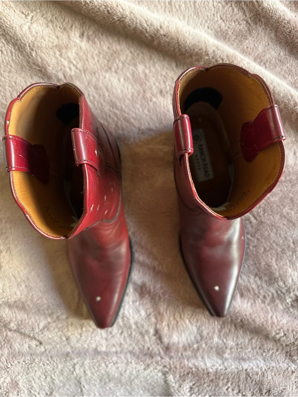 Presidio Short Ranch Road star women's cowboy boots size 9.5 burgundy wine color